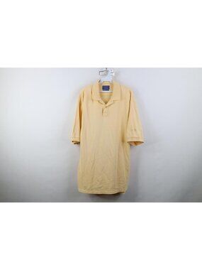 Vtg 90s Pendleton Mens XL Distressed Pique Cotton Knit Golf Polo Shirt Yellow